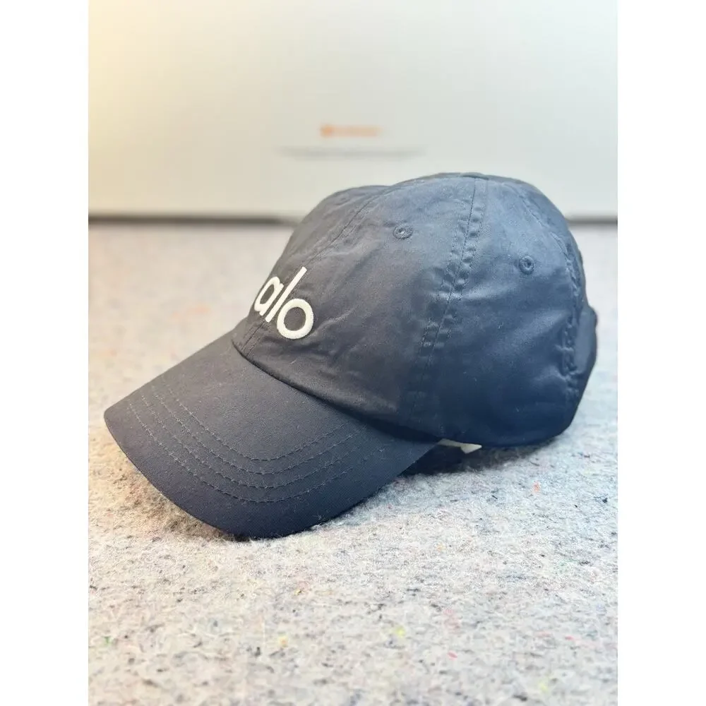 Alo Yoga Black Logo Dad Hat Adjustable Cotton Cap OS 1387
